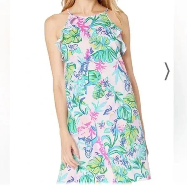 Lilly Pulitzer Dress Women S Billie Ruffle Mermaid in the Shade‎ Resort Vacation - Image 2