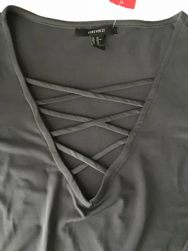 Grey Lace-Up Bodycon Dress - Image 3