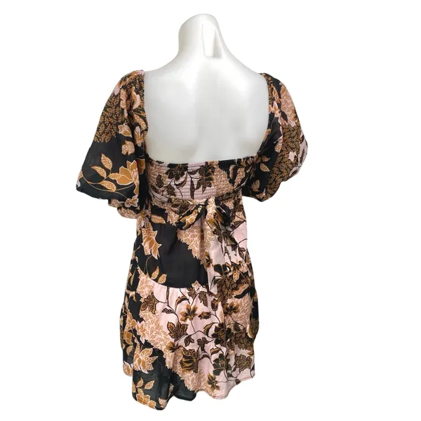 Vici Multicolor Floral Short Puff Sleeve Smocked Tiered A Line Mini Dress Size S - Image 2