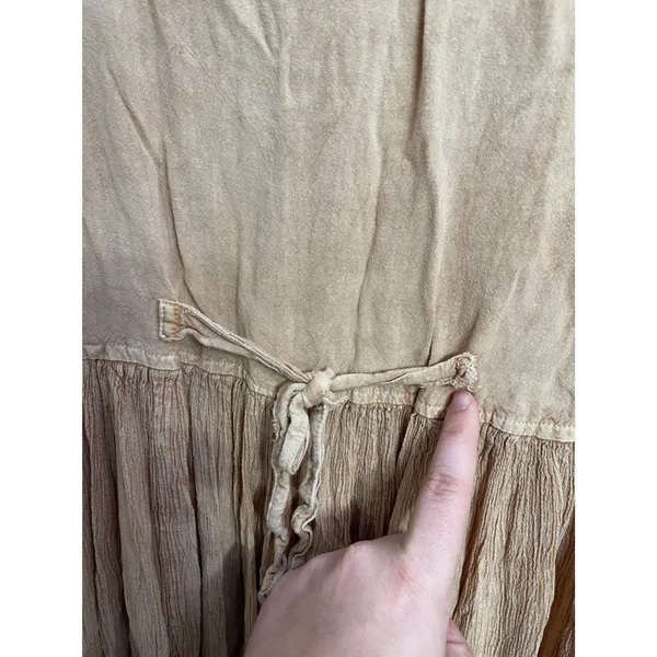 Vintage 90s MPH Embroidered Crinkle Gauze Maxi Dress Boho Hippie‎ Artsy Ren Fair - Image 5