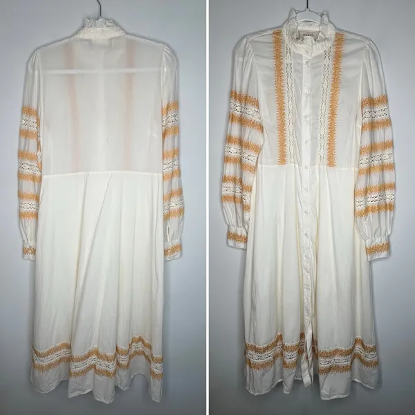 Sezane Embroidered Midi Shirt Dress Size 38/M - Image 2