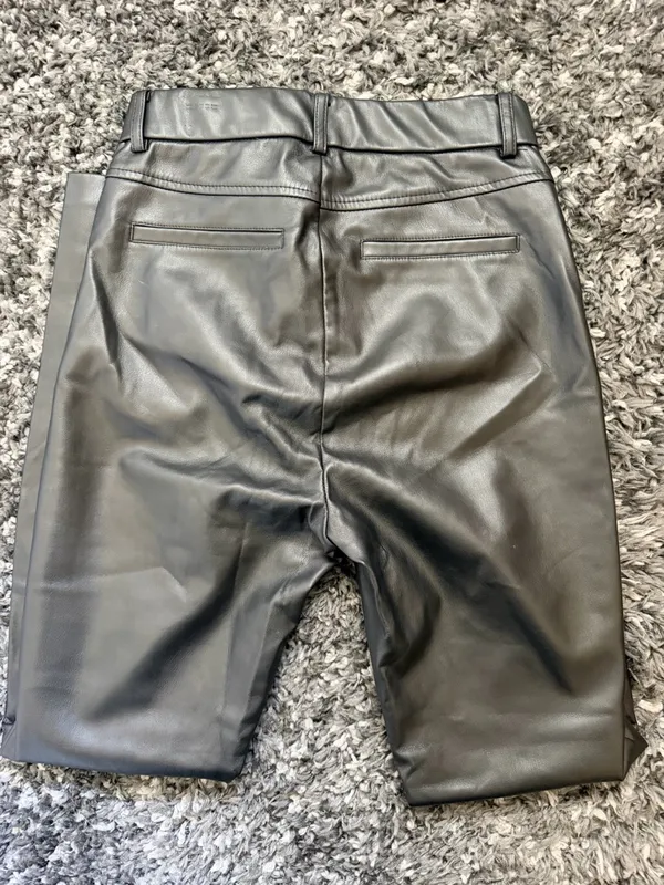 Zara Black Faux Leather Skinny Jeans - Image 4