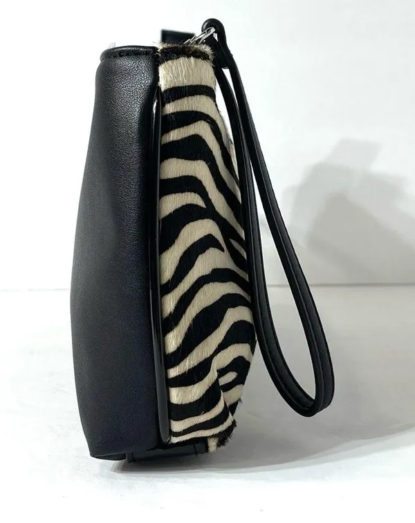 White House Black Market Zebra Calf Hair Leather Clutch - Image 8