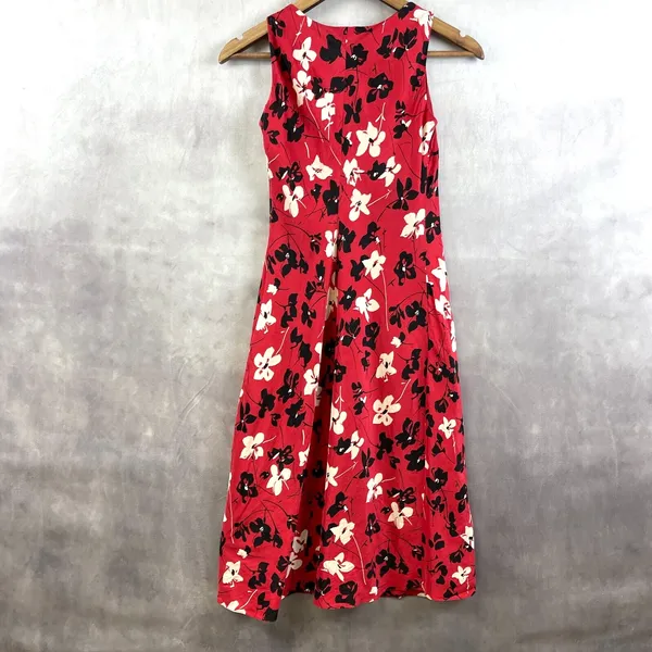 Ann Taylor Womens Silk Dress Size 2 Dark Floral‎ Cottage Feminine Whimsy Elegant - Image 4