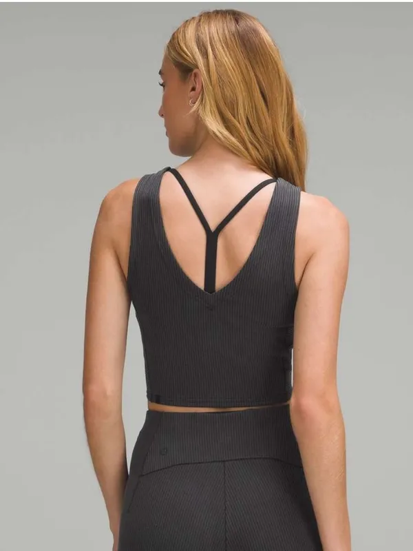 Lululemon Ribbed Softstreme Crop Tank Top in Gray - Size: 2 - Image 2