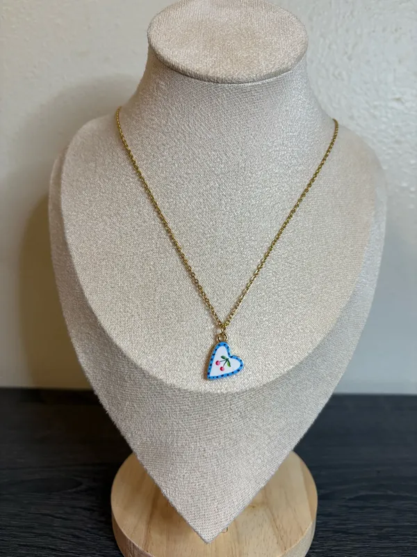 Handmade Gold Heart/Cherry Necklace | Waterproof & Tarnish Resistant - Image 2