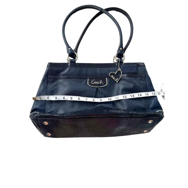 Coach Park Elevated Navy Leather Snakeskin Trim Carryall Shoulder Bag - Image 12