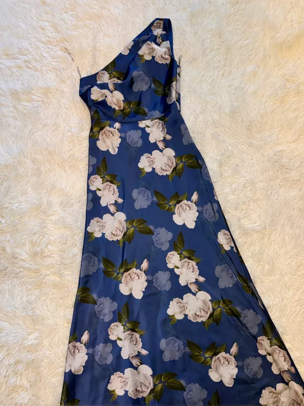 NEW Sachin & Babi Delphine Floral Print Blue One-Shoulder Gow SIZE 2 - Image 6