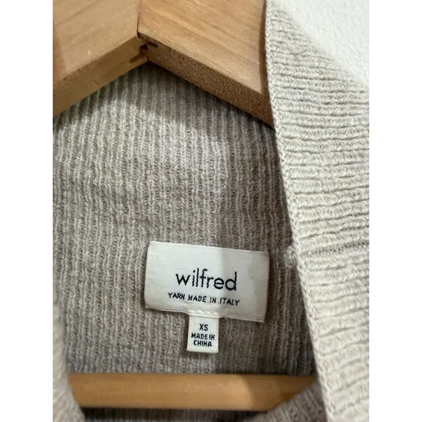 Wilfred Aritzia Wool Mock Neck Sweater Beige Ribbed Knit XS SRW4-3352-36 - Image 3