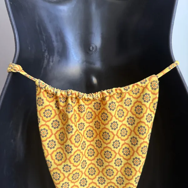 SKATIE Bikini Bottoms sz M‎ Yellow Floral Tile Print Sustainable Swimwear NWT - Image 10