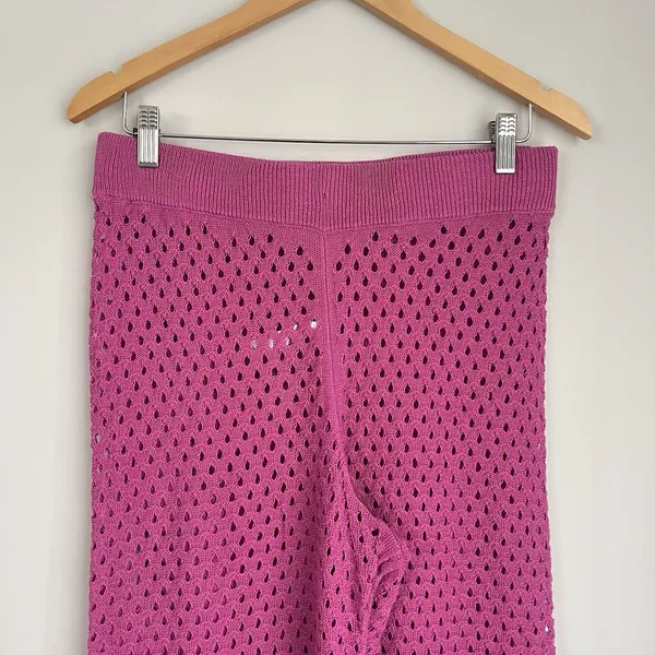 Free People Beach Sola Knit Coverup Pants Size Medium in Fuchsia Pink - Image 4