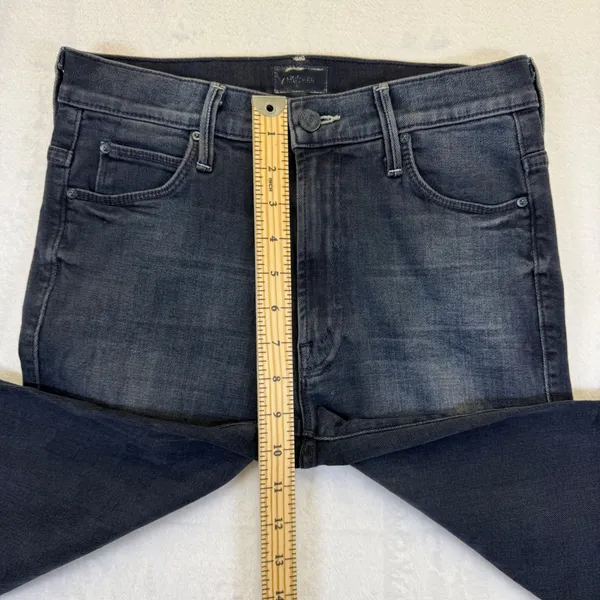 MOTHER Stunner Zip‎ Ankle Step Fray Jeans All I Want Faded Black Skinny Size 26 - Image 6
