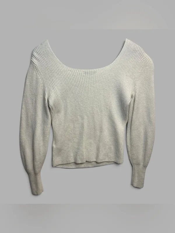Madewell Wool Cashmere Scoop Neck Ribbed Sweater Ivory Size M AS IS - Image 4