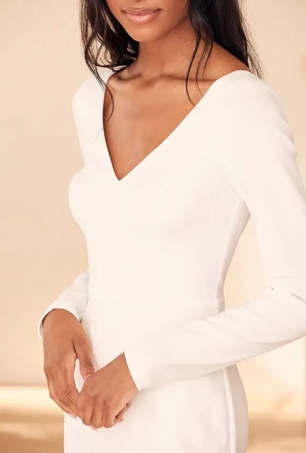 Lulus New Feeling of Forever White Long Sleeve Mermaid Maxi Dress - Image 3