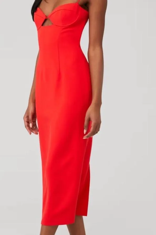 Red Bardot Vienna midi dress with cut-out detail NWT - Image 2