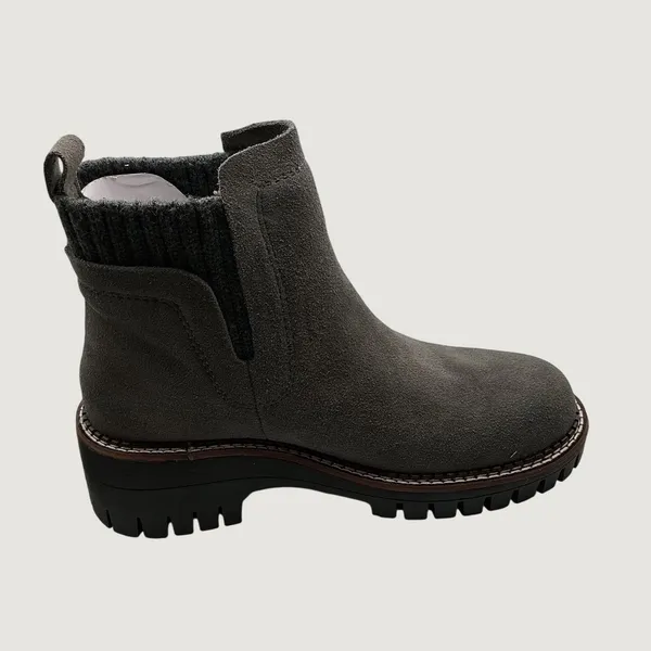 Vintage Havana Everett Grey Suede Lug Sole Ankle Boots with Knit Collar Size 5.5 - Image 9