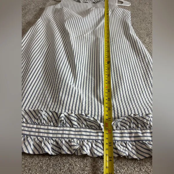 Eliza J. Sleeveless Blue Stripe Seersucker Ruffle Nautical Mini Dress 4 Sheath - Image 8