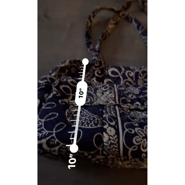Vera Bradley Navy And White Floral Print Twirly Bird Pattern Zip Up Tote Bag - Image 16