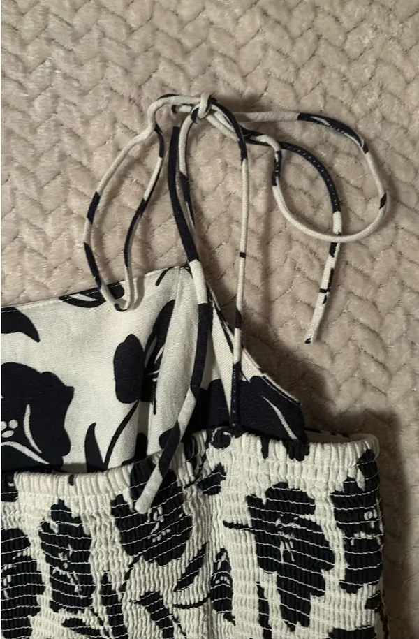 Old Navy Linen Blend Floral Mini Dress Tie Strap Sundress - Image 4