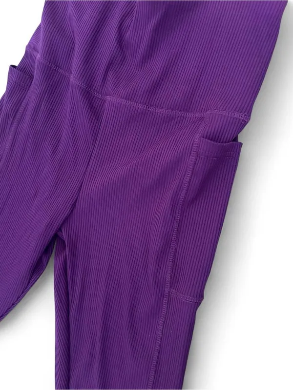 Shoactive Womens Medium Purple ribbed leggings - Image 2