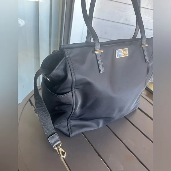 Kate Spade Kaylie Baby Bag Classic Black Nylon Tote Diaper Bag - Image 9