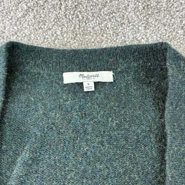 Madewell Cardigan Sweater Womens Small‎ Green Knit Ribbed Open Front Pockets - Image 2
