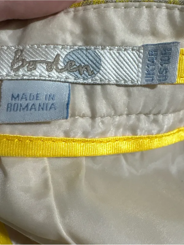 Boden Yellow Gray Check Wool Blend Straight Leg Ankle Pants Pockets Size 10R - Image 6