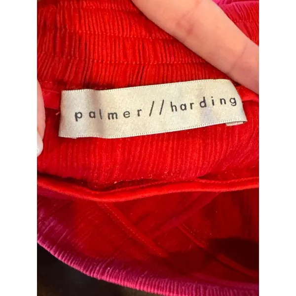 Palmer Harding Pants Women 2 Red‎ Crinkled Fabric Elastic Waist Silence Wide Leg - Image 9