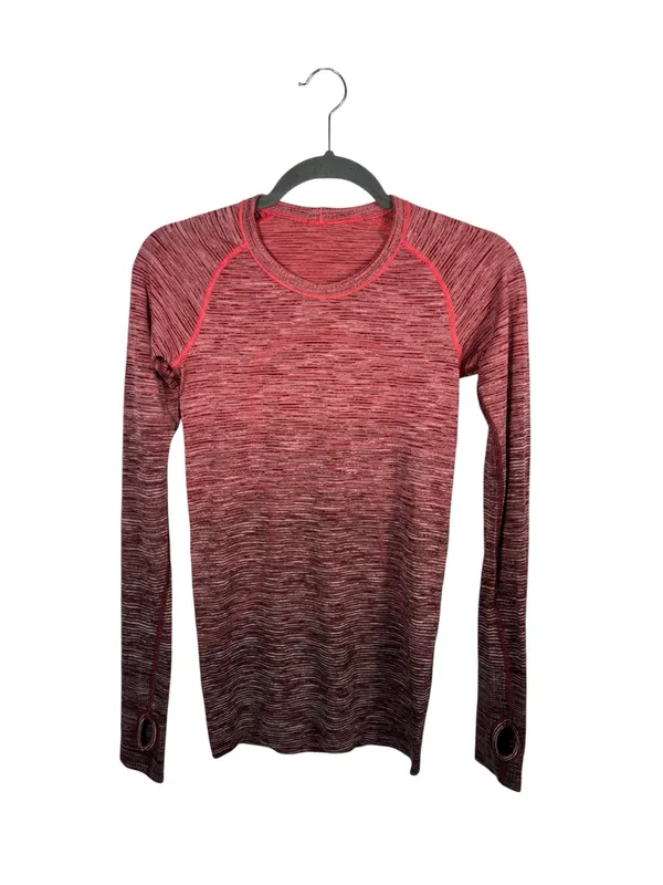 Lululemon Swiftly Tech Long Sleeve Crew Size 4 Red‎ Alert White Dark Sport Red - Image 3