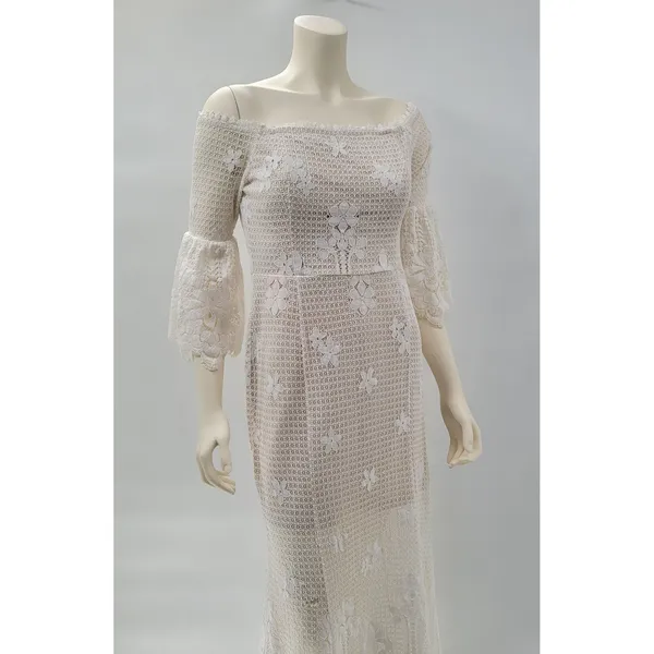 The Room Lace Dress Juniors L Ivory Off Shoulder Bell Sleeve Bridal Graduation - Image 11