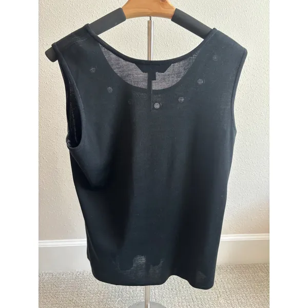 Ming Wang Knit Tank Top Women Size M Black‎ Grommet Neckline Sleeveless Shell - Image 8