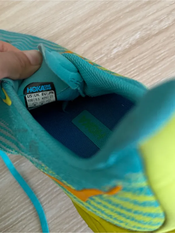 Hoka Women’s 10 B Mach 5 Sneakers Ceramic Teal Blue Yellow Workout Active - Image 5