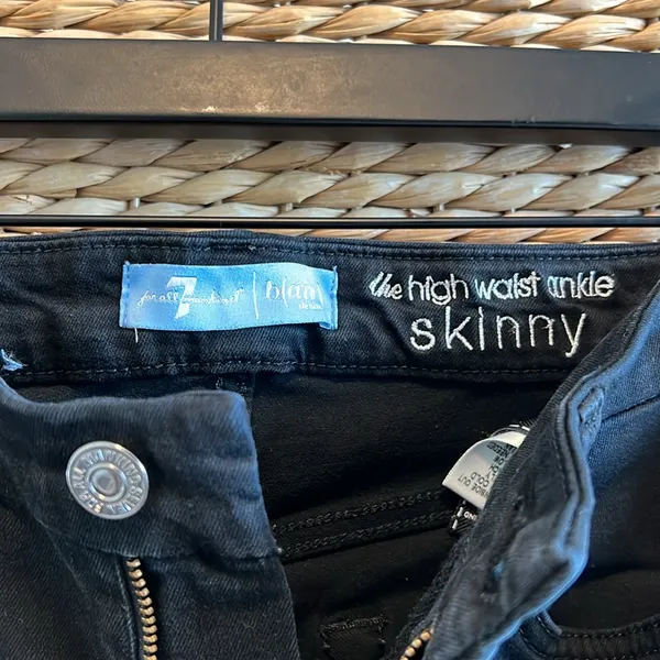 7 For All Mankind The High Waist Ankle Skinny Black Jeans, 26 - Image 8