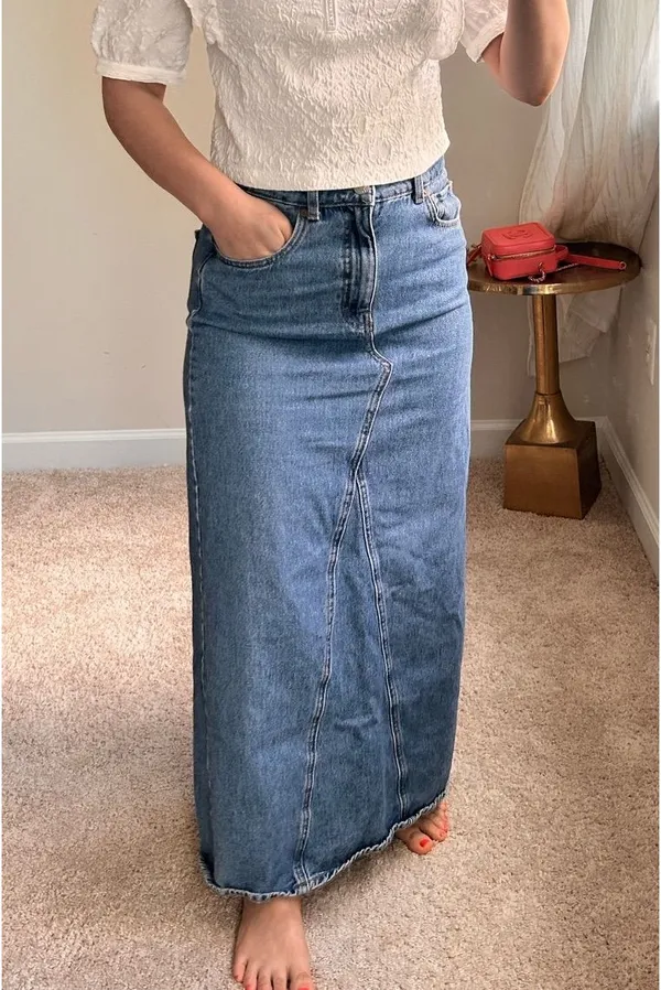 Mango long denim high waist skirt. S - Image 2