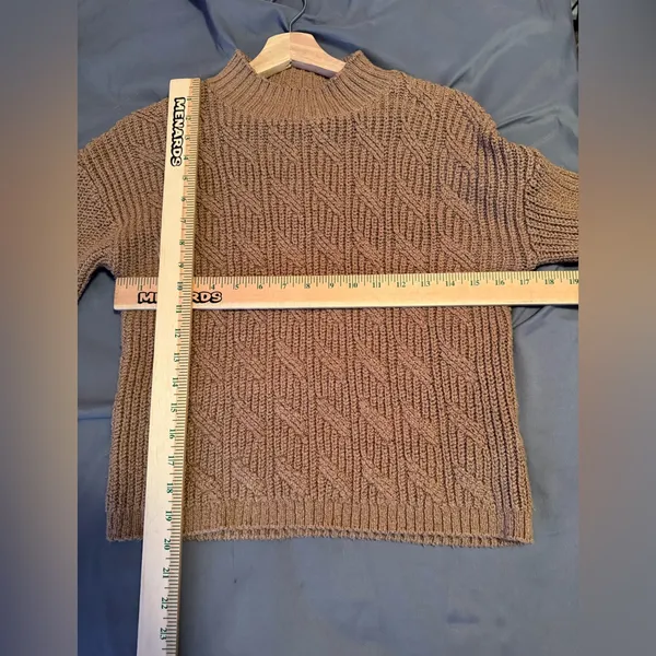 J. Crew Cotton Blend Cable Knit Sweater‎ Mock Neck in Beige / Tan size Small - Image 8