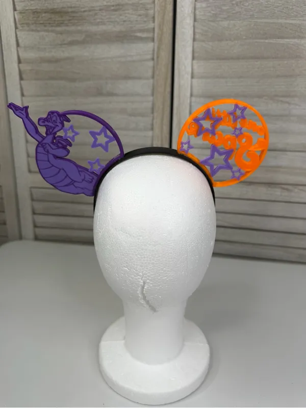 DISNEY Figment 3D Printed Minnie Ears/Headband Purple/Orange-OS - Image 4