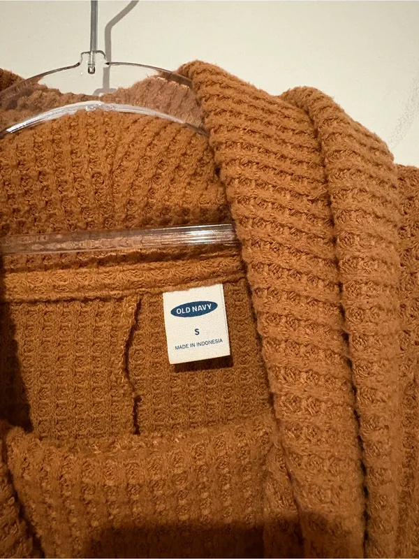 Old navy cozy waffle cowl neck long sleeve‎ warm coffee brown size large - Image 3