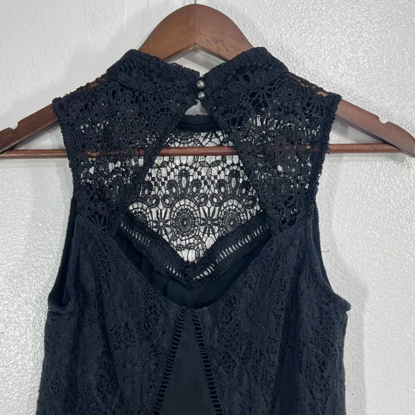 Abercrombie & Fitch‎ Lace Mini Dress XS Black Sleeveless High Neck Boho Gothic - Image 7