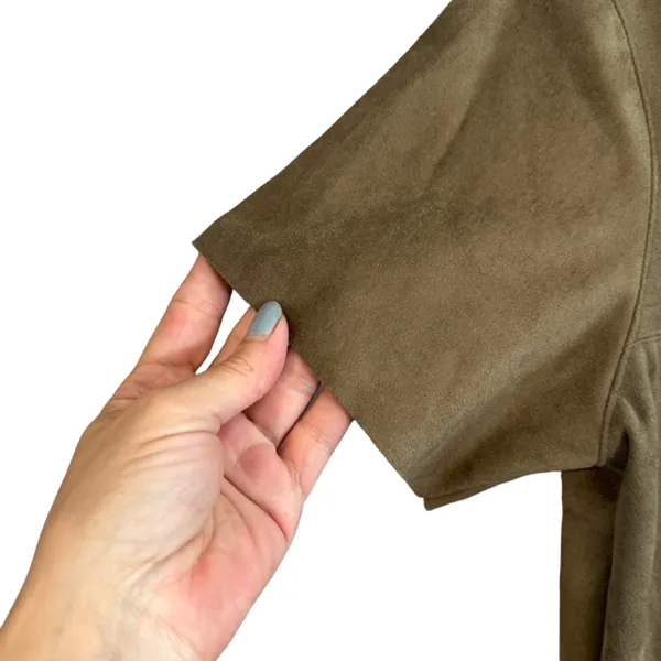 Olivaceous Light Brown Faux Suede Short Sleeve Shirt Dress Women Sz M - Image 4
