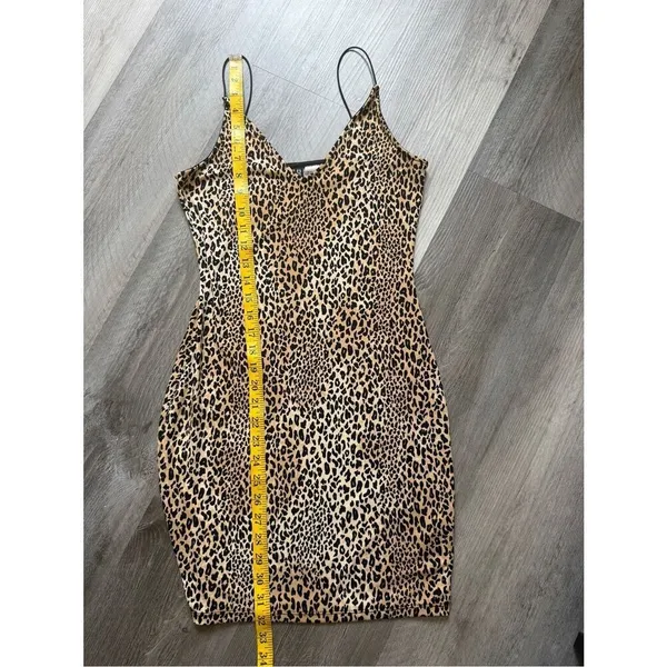 H&M Leopard Black Tan Bodycon Mini Dress Sexy Going Out - Image 7