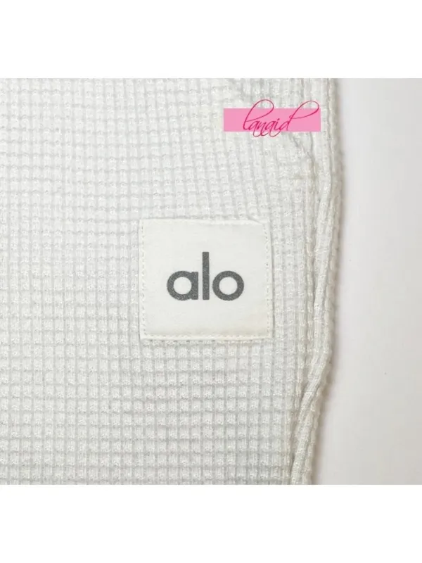 Alo Weekend Escape Joggers Ivory Waffle Thermal High-Rise Waist Cream Sweatpants - Image 11