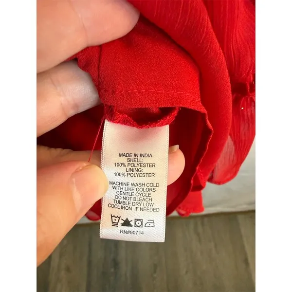 1.STATE Dress Womens M Red V-Neck Tiered Ruffle Midi Party Cocktail - Image 11