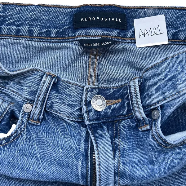 Aeropostale High Rise 90s Baggy Jeans Women’s Size 4 Blue Distressed Ripped - Image 5
