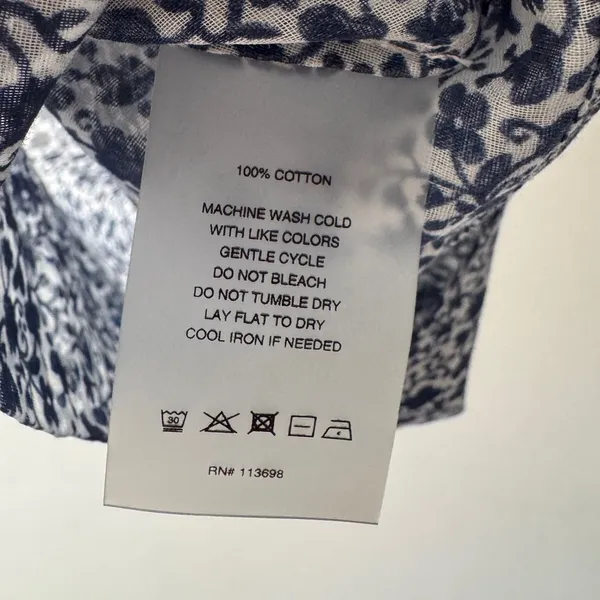 Margaret O’Leary 100%‎ Cotton Blue and White Floral Pattern Tank Top Blouse - Image 7