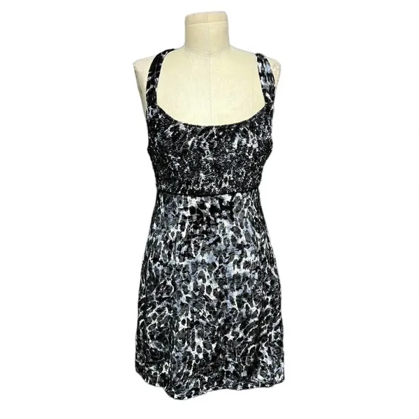 Free People Virgo Moon Velvet Slip Minidress Gray Black Leopard Size‎ XS - Image 3