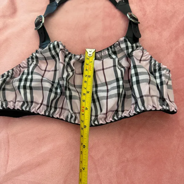 Plaid Y2K Harness Lingerie Set – Coquette Soft Grunge 3PC (Bralette + Open-Side Mini Skirt + Thong) Small - Image 10