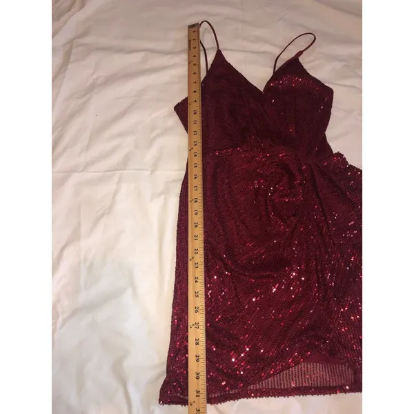 Cocktail Dress Size S Red Sparkle Sequined Party Cocktail Disco Wedding Guest - Image 3