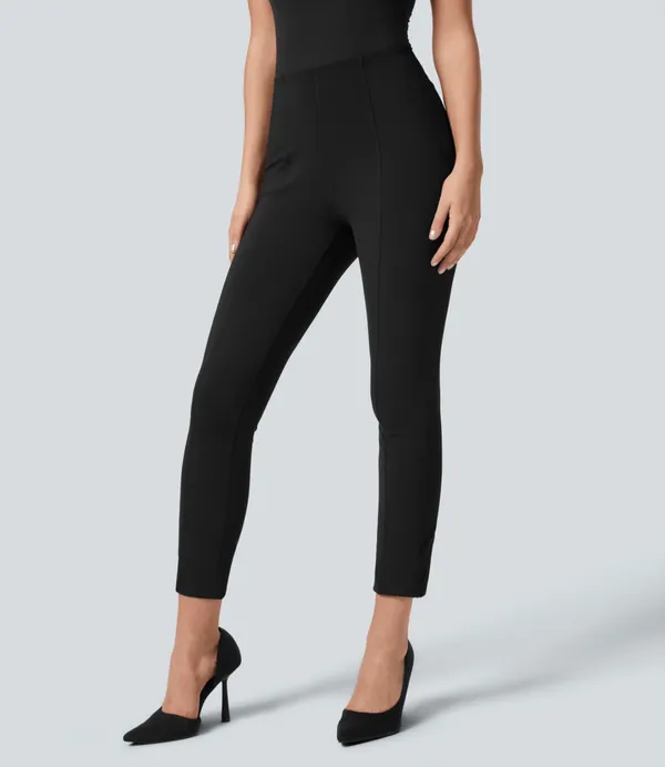 Halara Flex High Waisted Tummy Control Work Pants Black 7/8 Adjustable Hem Small NWT - Image 2