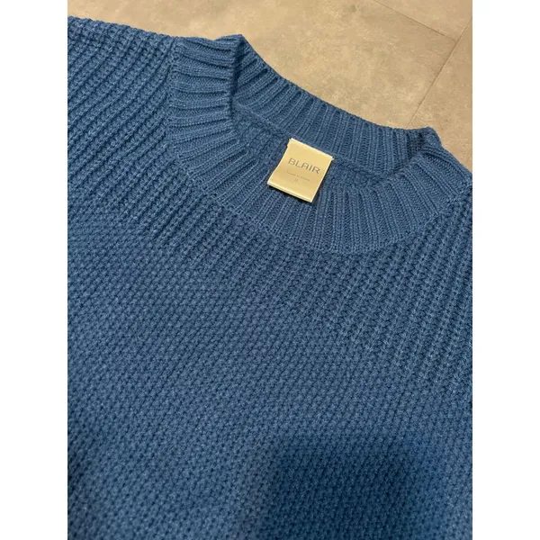 Blair Blue Knit Sweater Cozy Casual Pullover Crewneck size‎ S B-131 - Image 3