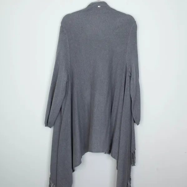 Melissa McCarthy Seven7 Gray Fringe‎ Cardigan Sweater Waterfall Duster Size 2X - Image 8